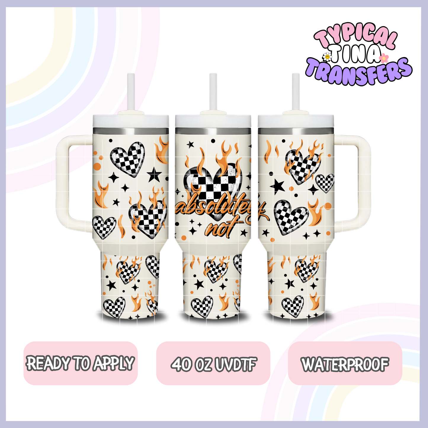 Absolutely Not Checkered Hearts | 40oz UVDTF Wrap | POD