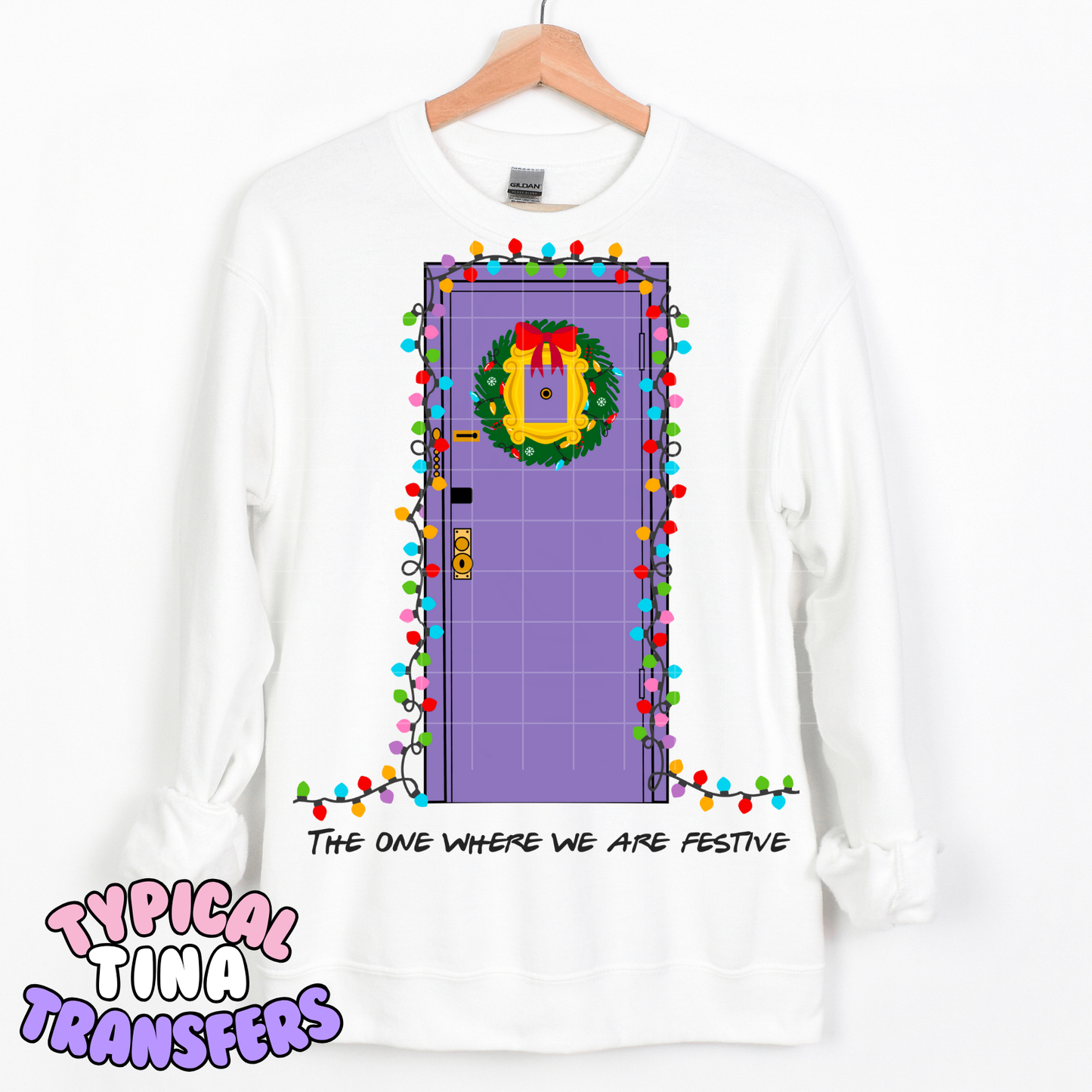 Friends holiday door with lights | DTF Transfer | POD