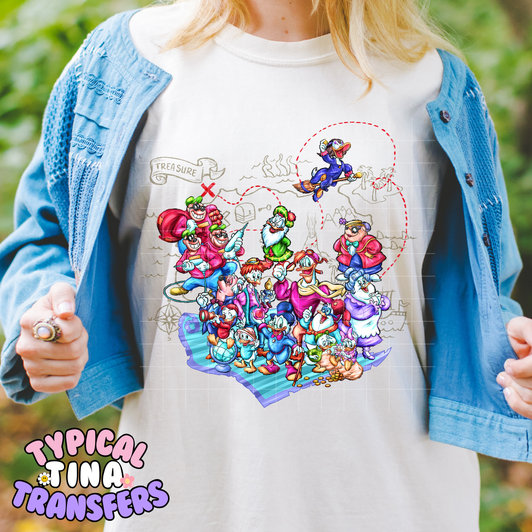 duck tales treasure map | DTF Screen Print | POD