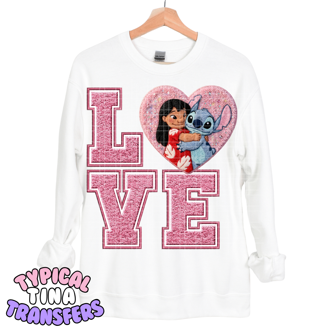 Blue Alien and Girl Faux Patch | DTF Transfers | POD