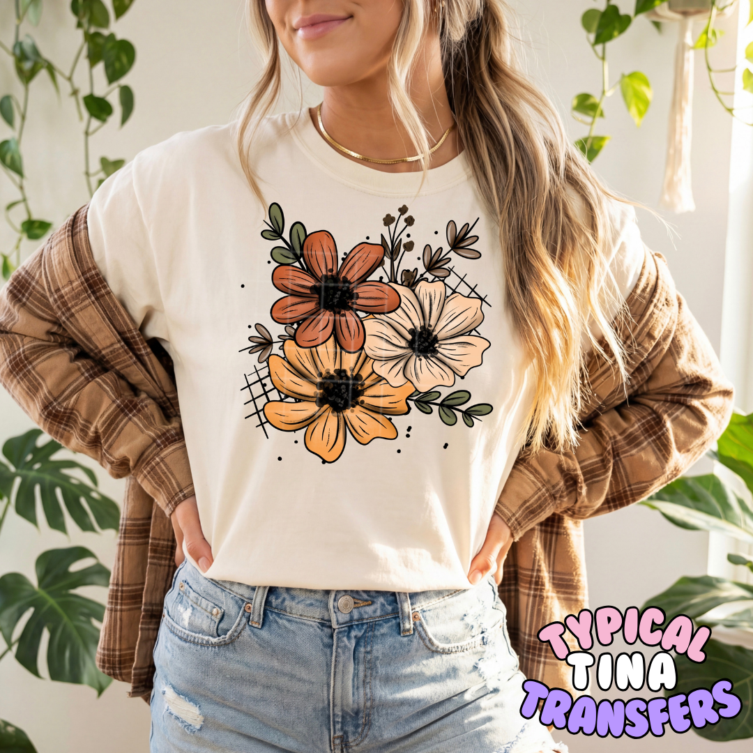 Earthy tone florals | DTF Transfers | POD