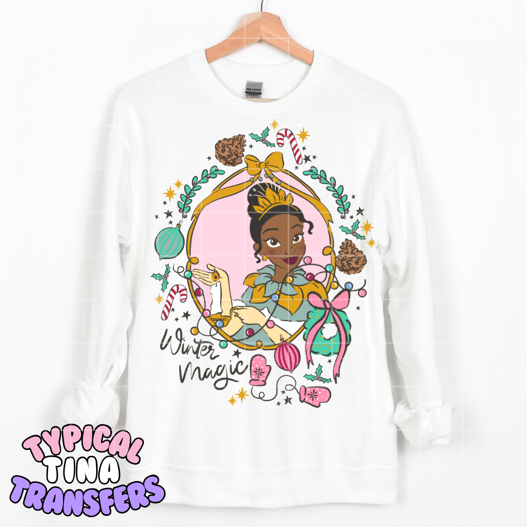 Holiday Princess Frames - with florals | DTF Transfer | POD - pick the design