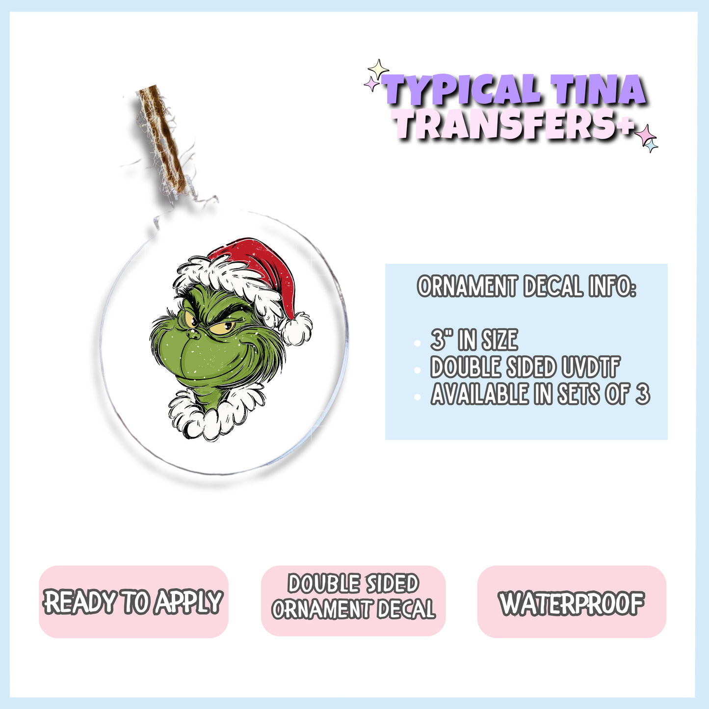 Cmas Green guy | 3" Xmas Ornament | POD
