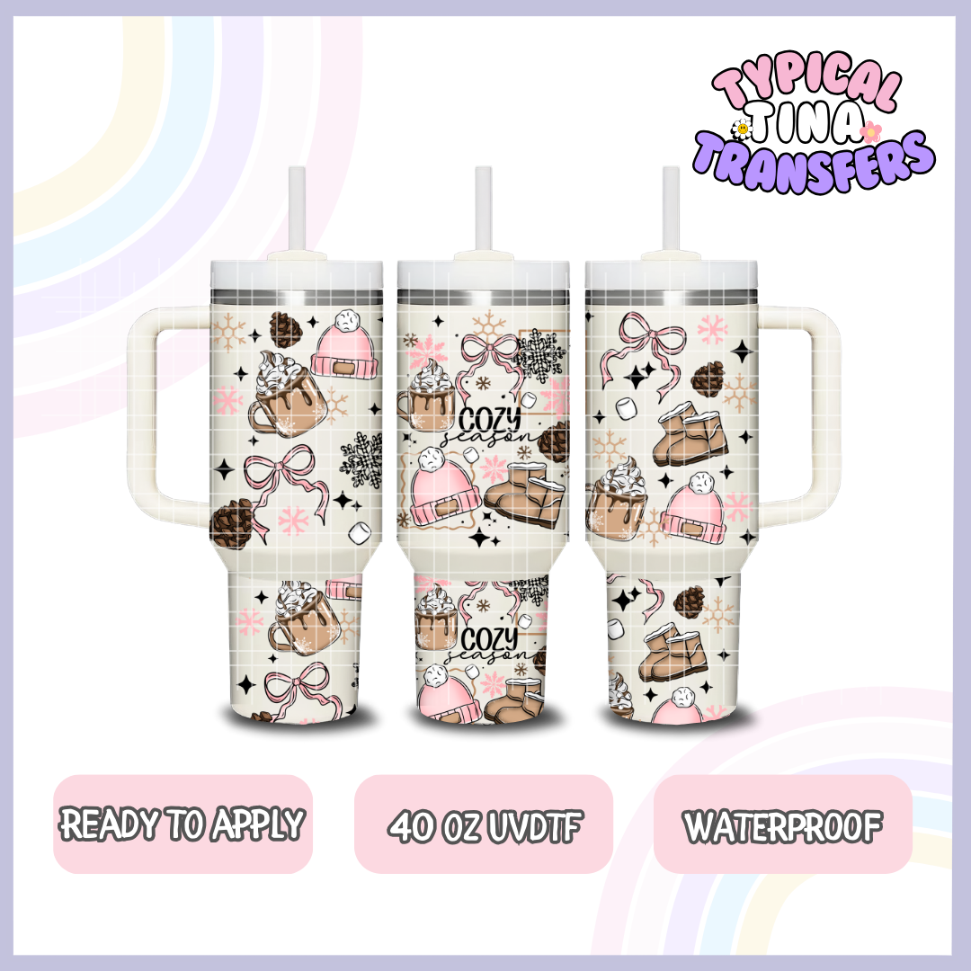 cozy season (pink) | 40oz UVDTF Wrap | POD