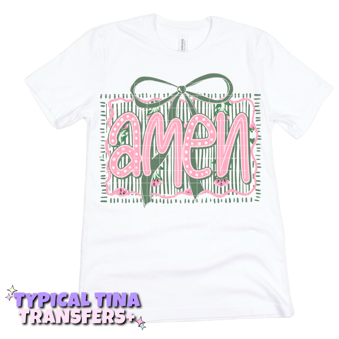 Amen (green stripped) | DTF Transfers | POD