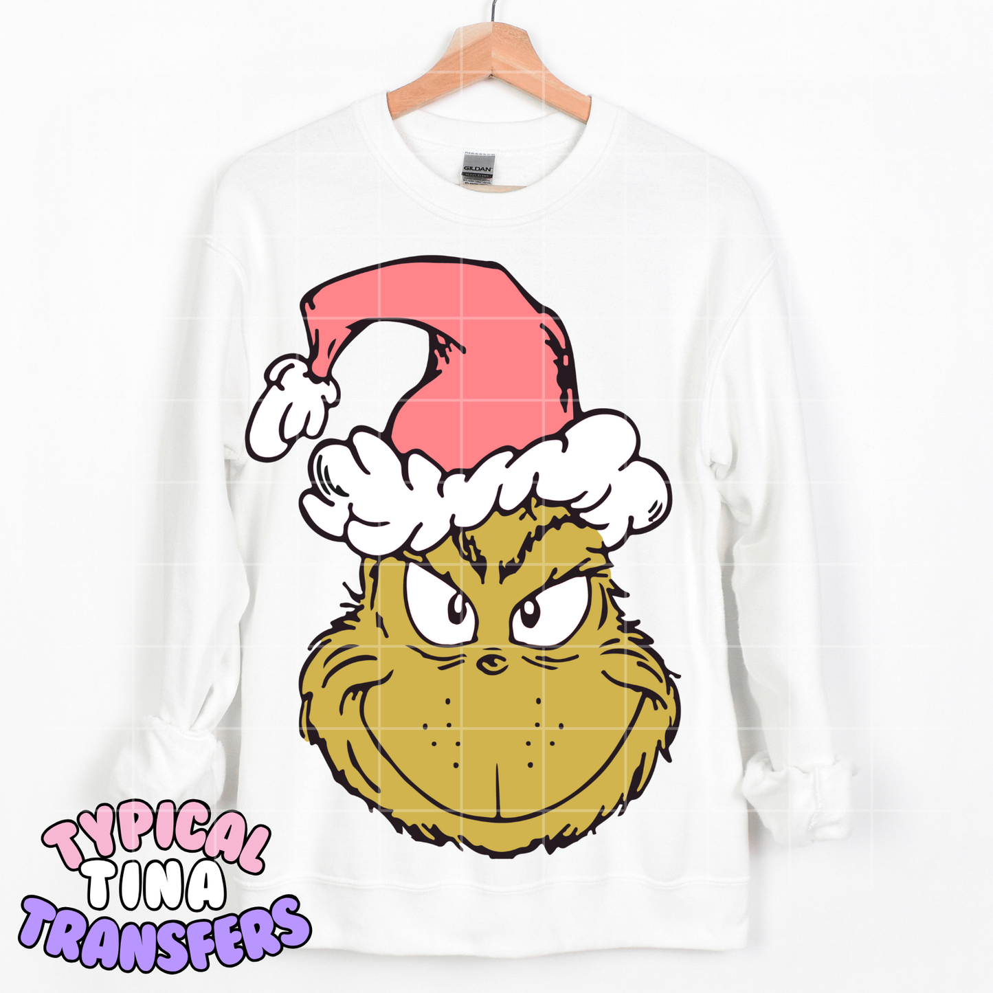 Classic Gr!nch with pink santa hat | DTF Transfer | POD