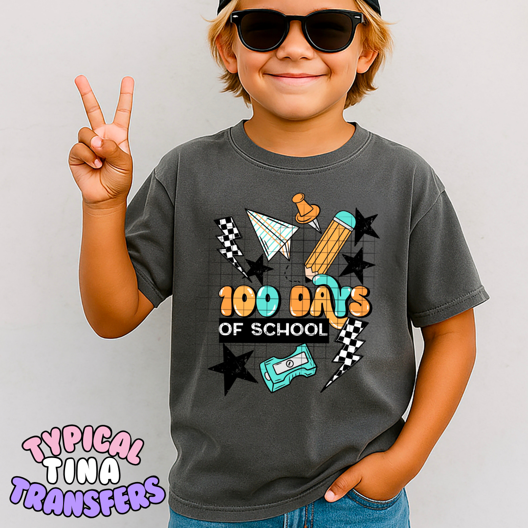 100 days of school - lightning | DTF Transfers | POD
