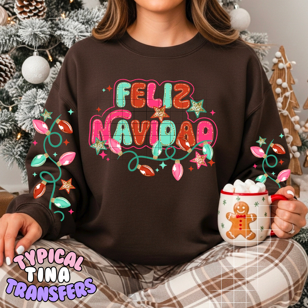 Feliz Navidad christmas lights | DTF Transfer | POD