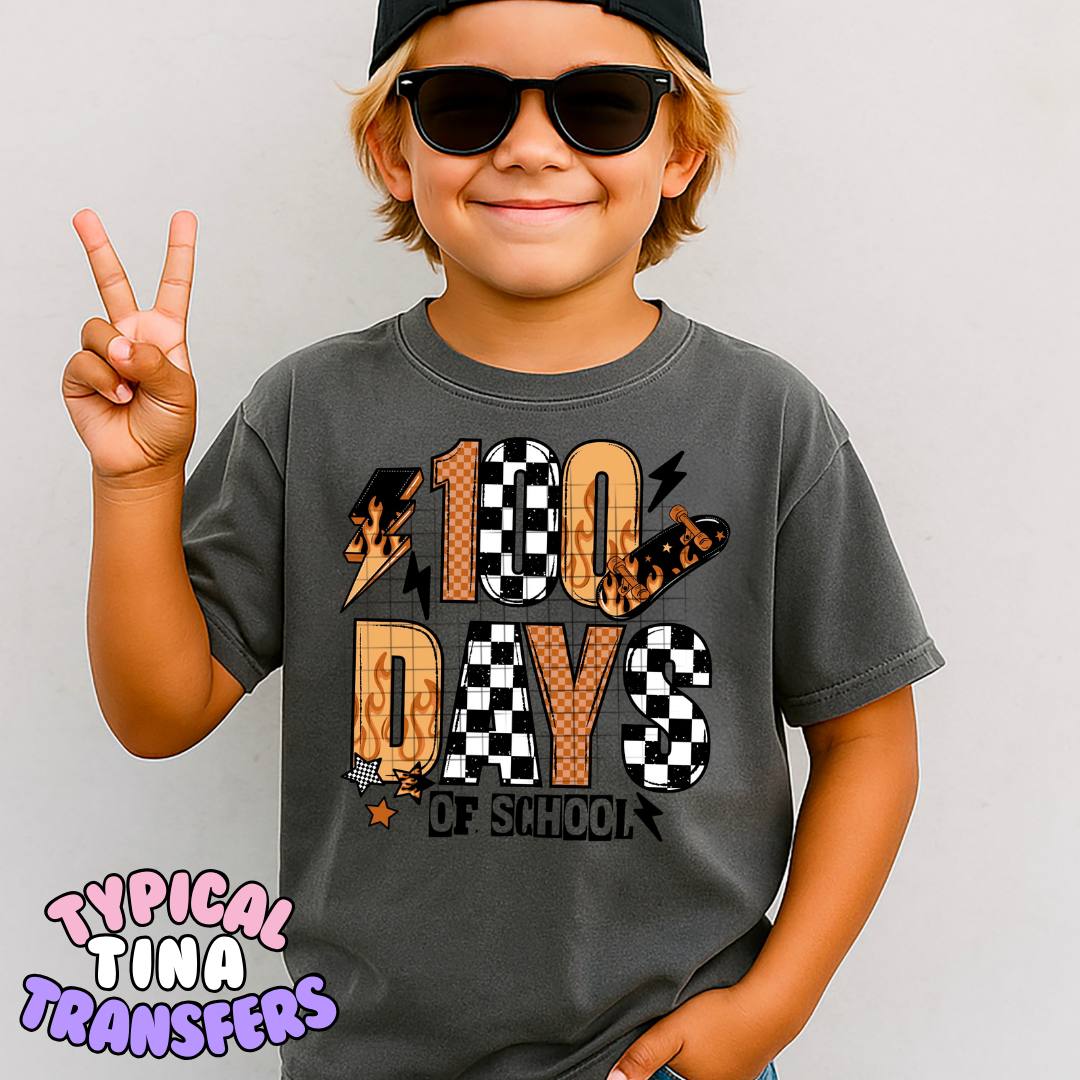 100 days of school - checkered | DTF Transfers | POD