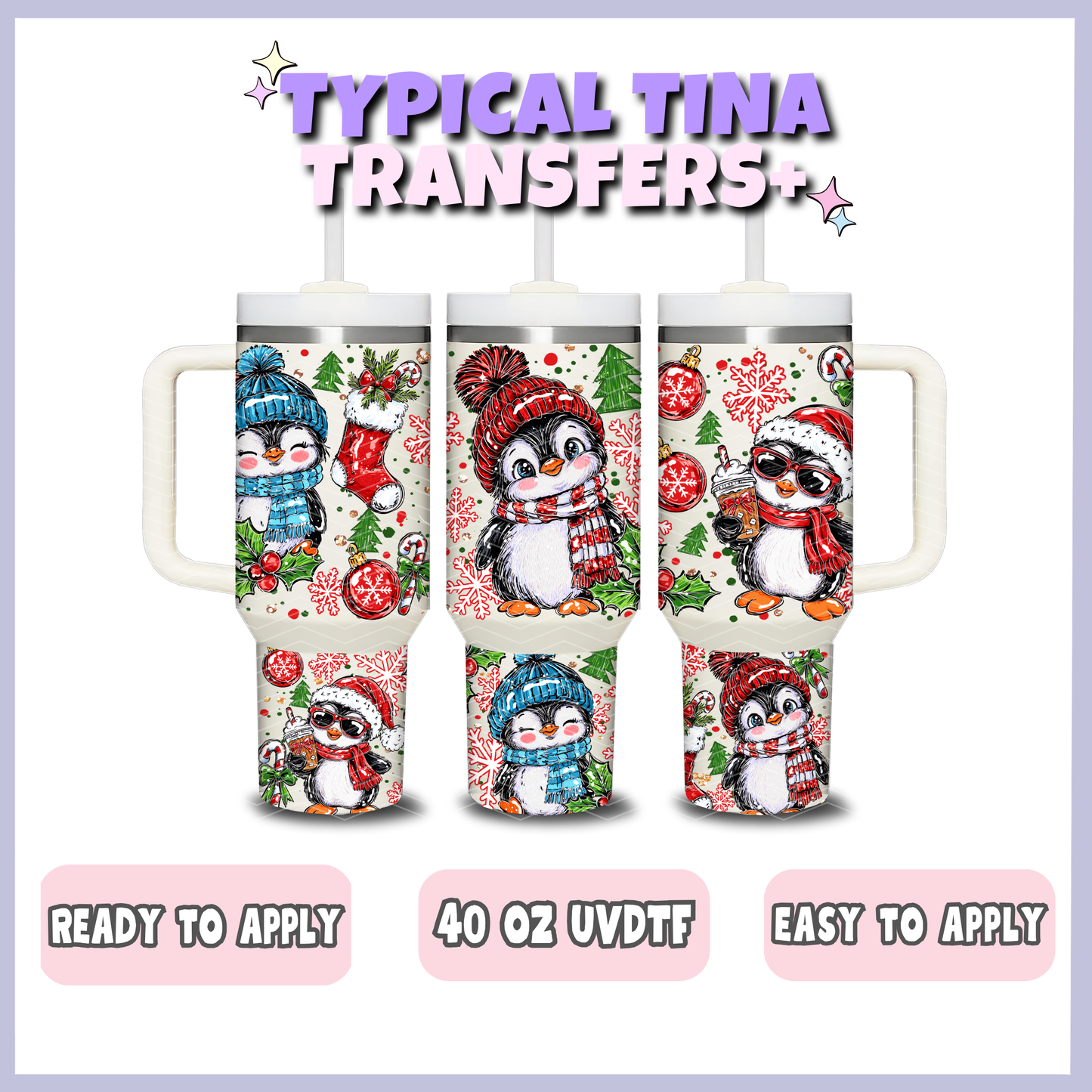 Cute christmas penguin | 40oz UVDTF Wrap | POD