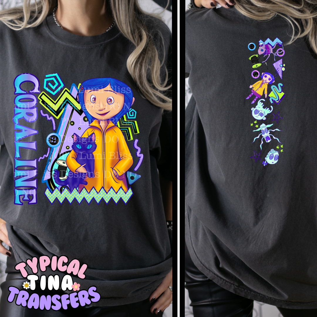 Cora Neon blue green | DTF Screen Print | POD- choose design