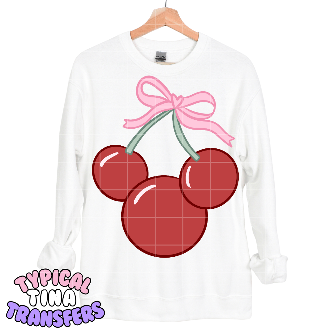 Cherry Mouse pink bow | DTF Transfers | POD