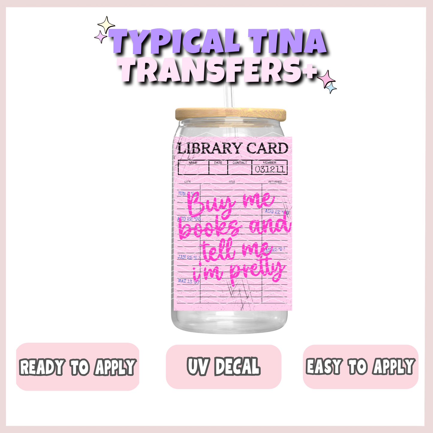 Library card - Buy me books | UV decals | POD