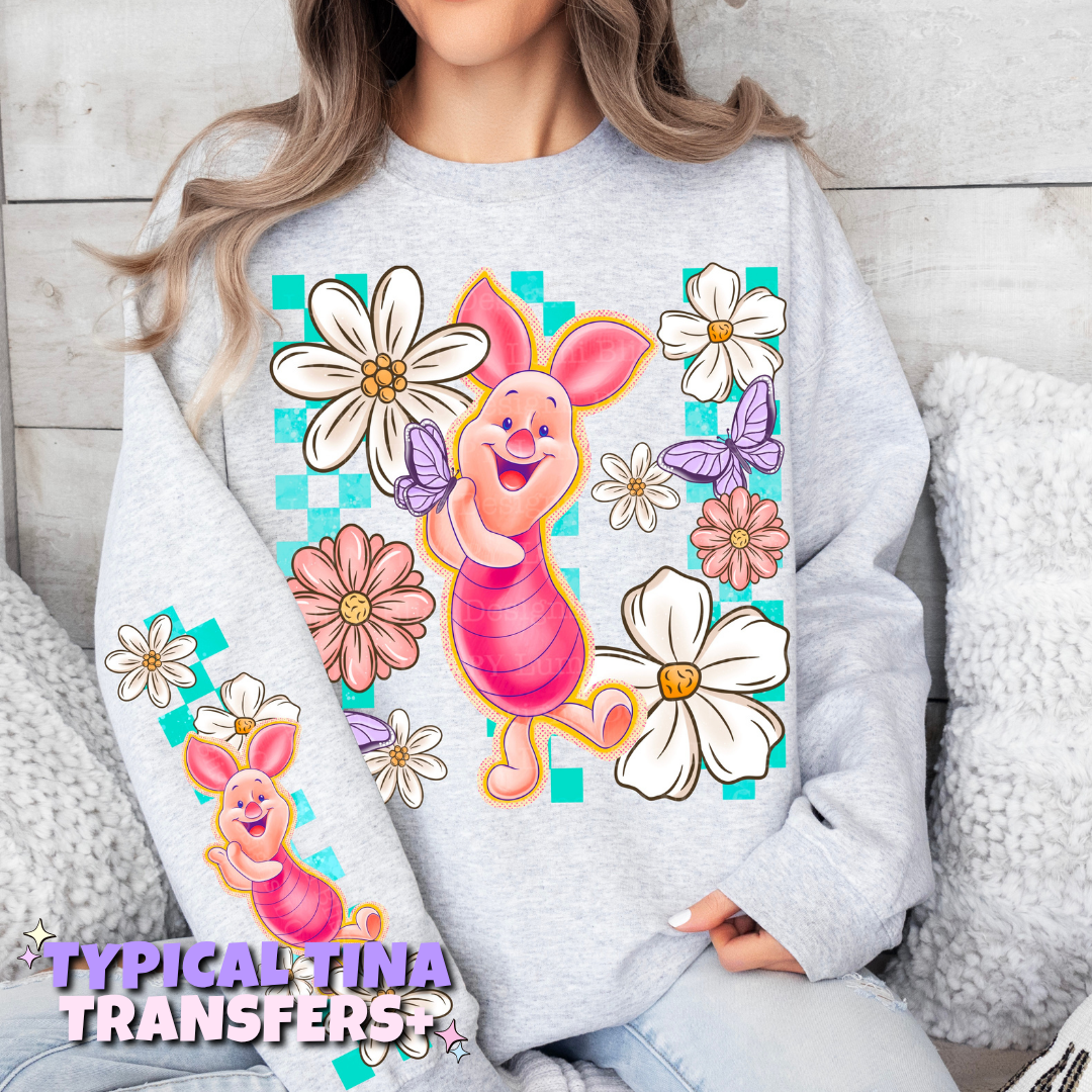 Little Pig with florals | DTF Transfers | POD