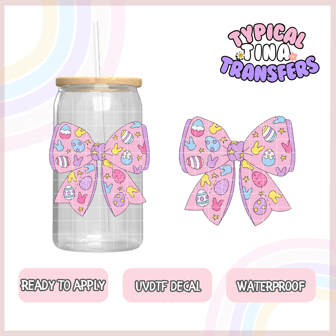 Easter bow in pink with elements | UV decals | POD