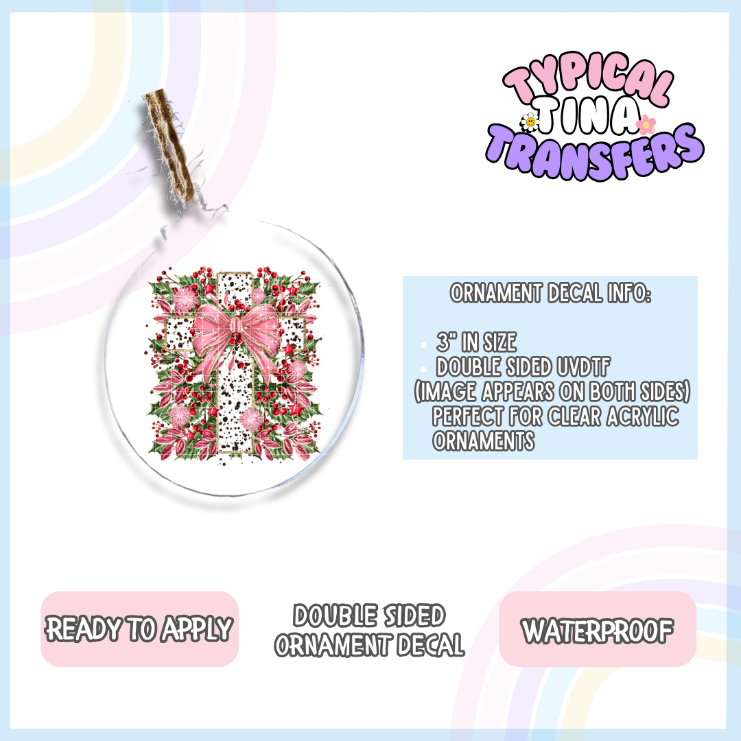 Holiday Cross | 3" Ornament Decal