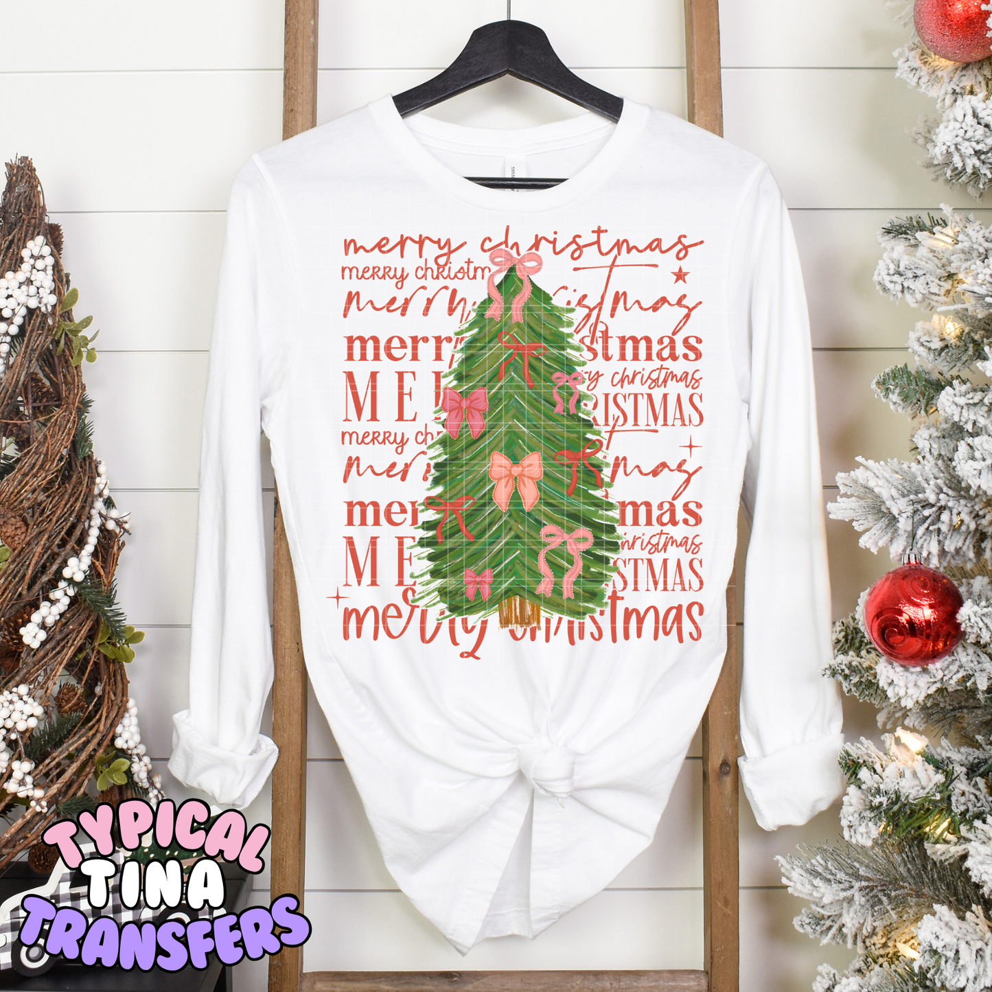 Merry christmas ribbon trees | DTF Transfer | POD