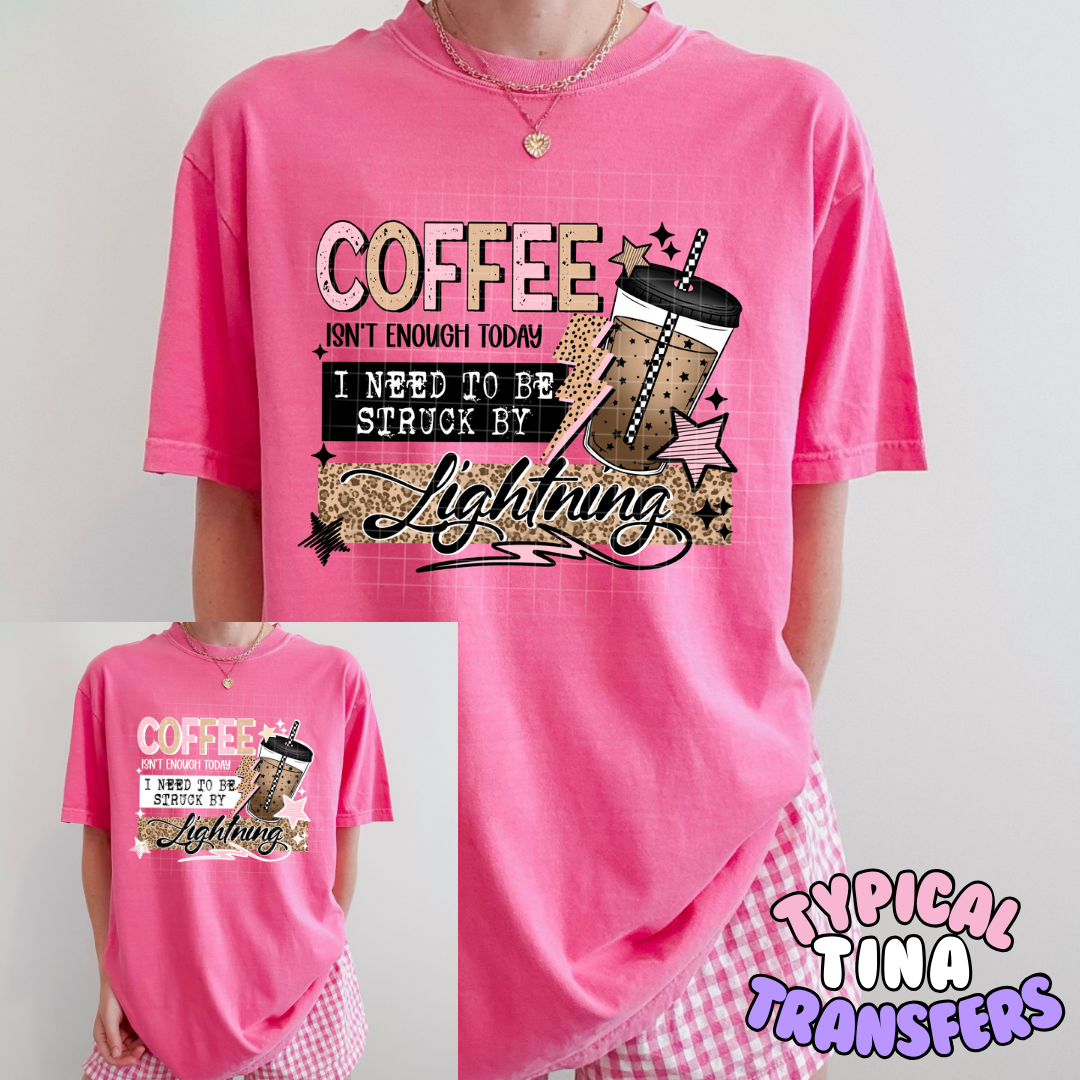Coffee struck by lightning | DTF Transfers | POD
