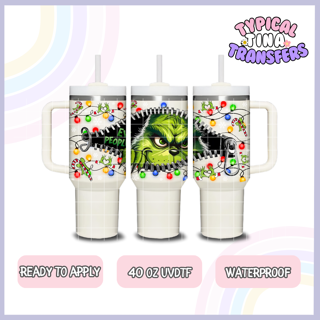 Grumpy Green Guy Zipper | 40oz UVDTF Wrap | POD