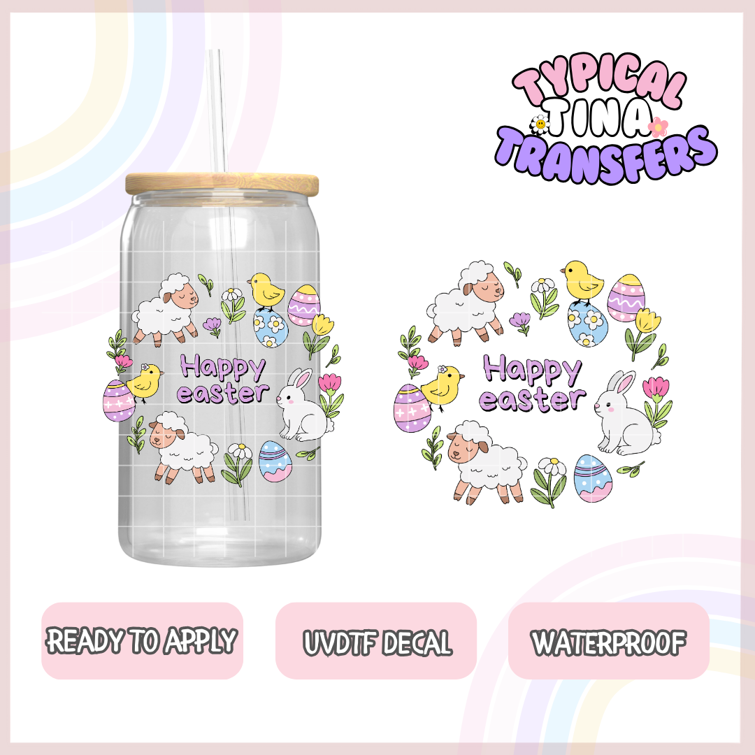 Happy easter with sheep | UV decals | POD