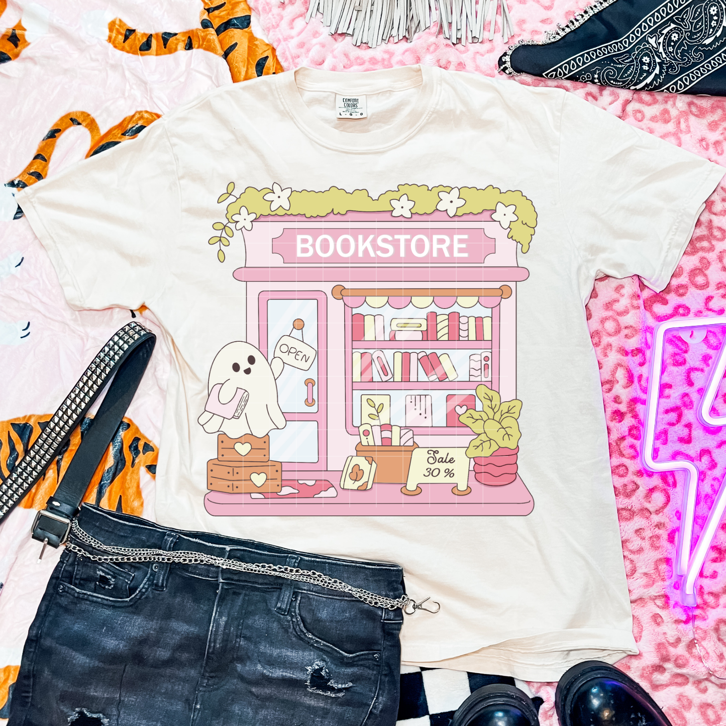 Pink Ghost Bookstore | DTF Transfer | POD