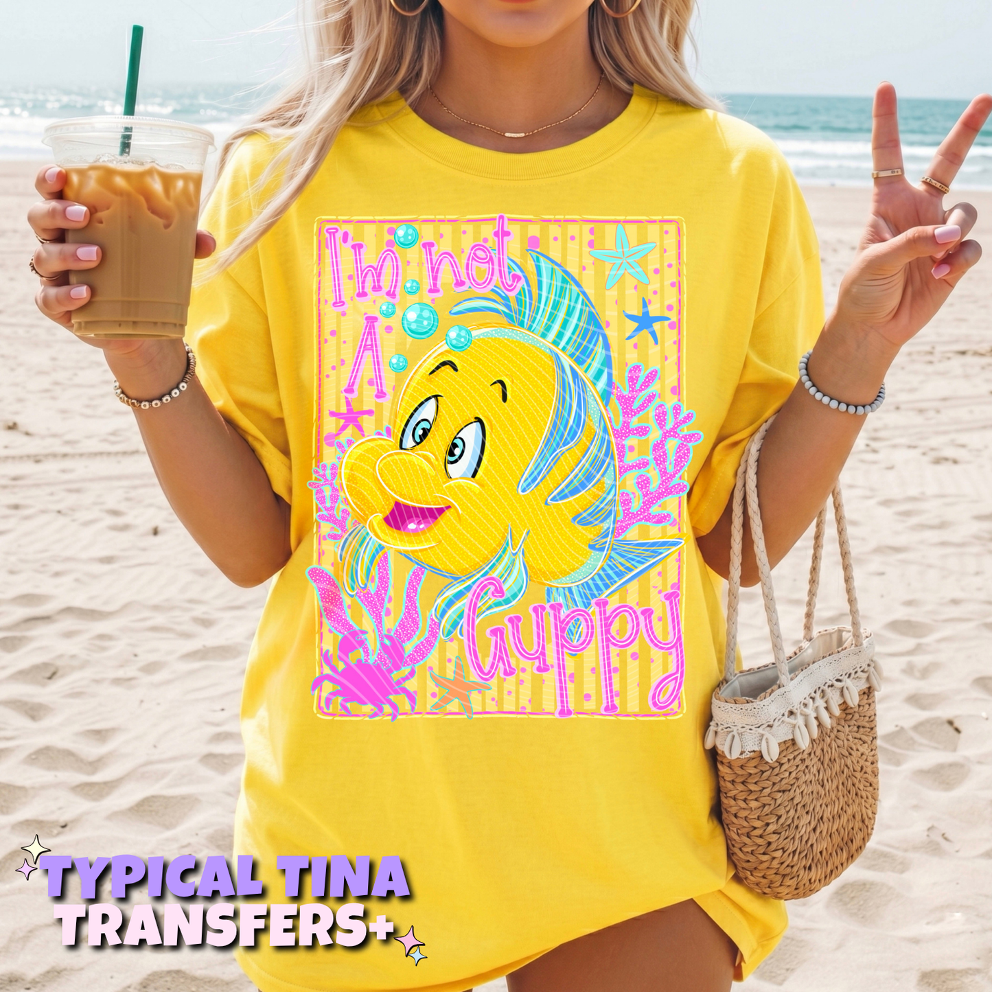 Guppy (fish) pin stripe BG | DTF Transfers | POD