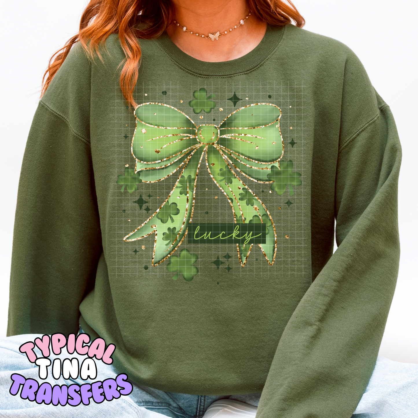 Lucky Green bow with clovers | DTF Transfers | POD