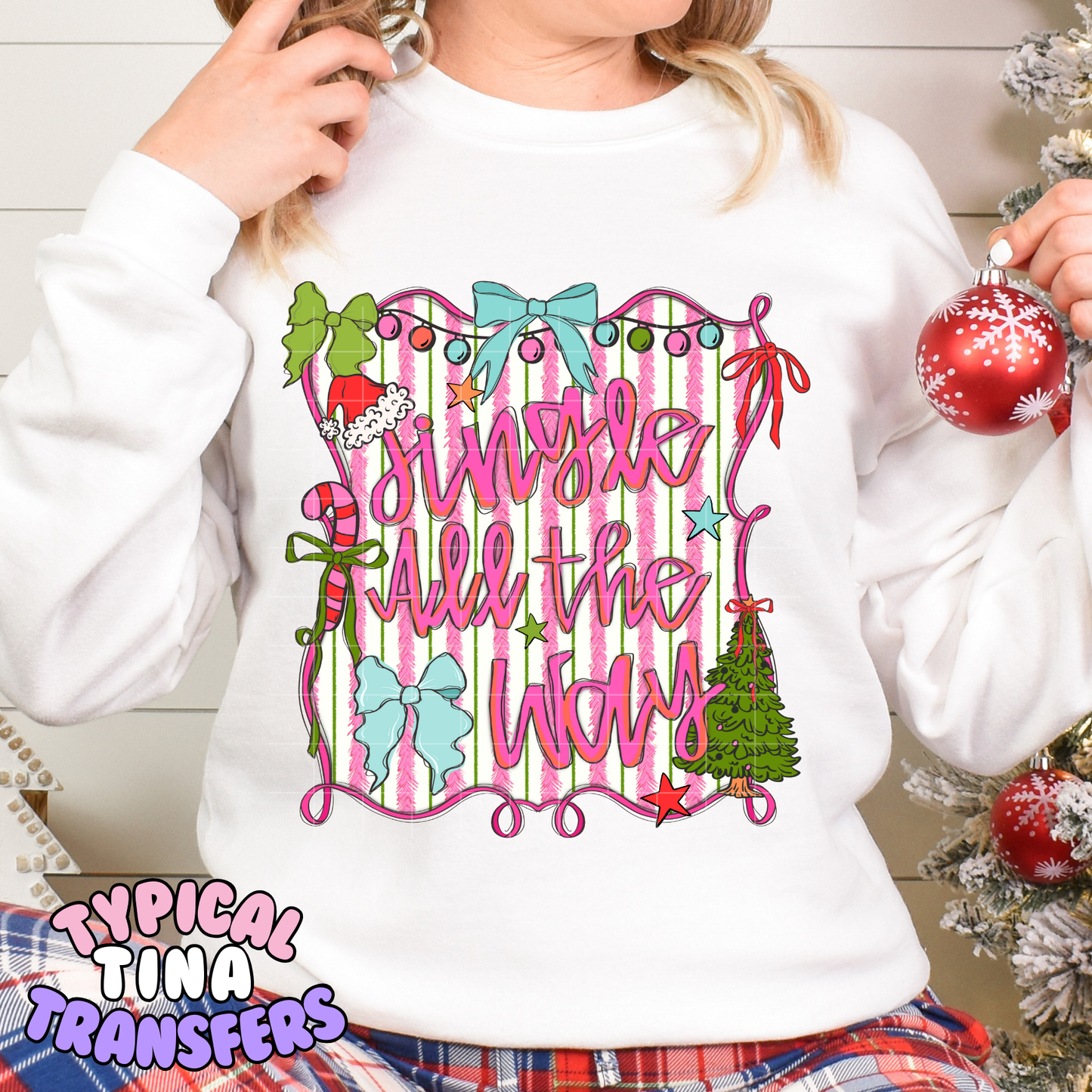 Jingle all the way pattern stamp | DTF Transfer | POD