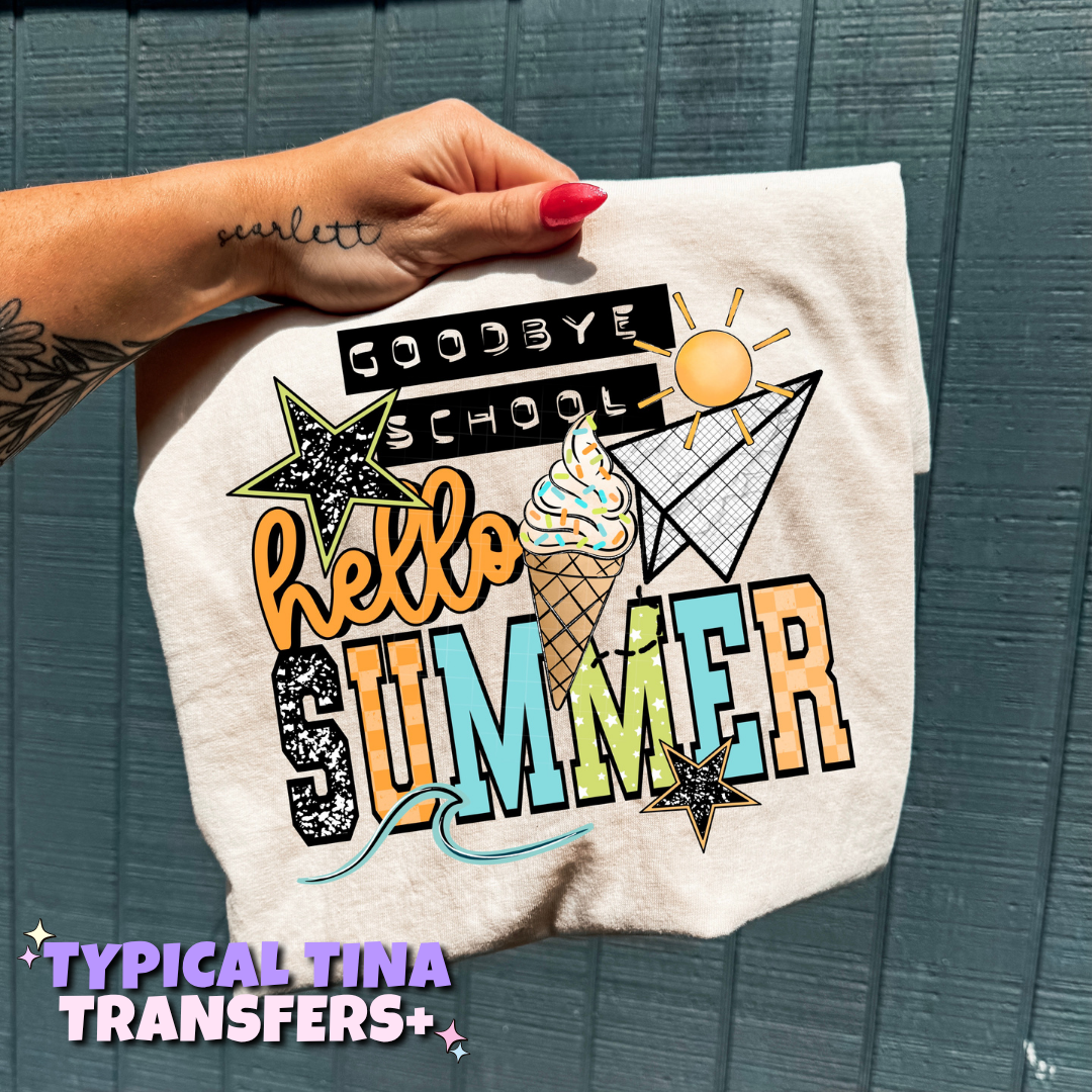 Good bye school hello summer (orange) | DTF Transfers | POD