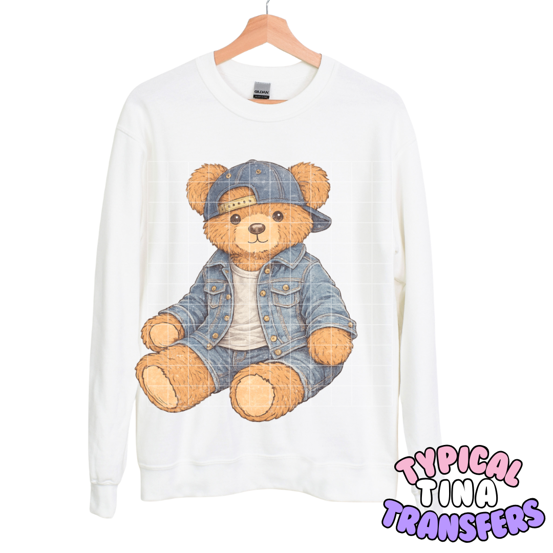 Teddy bear in jeans | DTF Transfers | POD