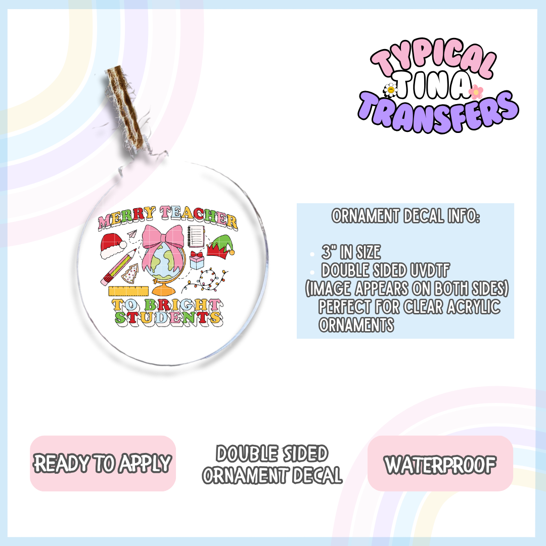 Merry Teacher | 3" Ornament Decal