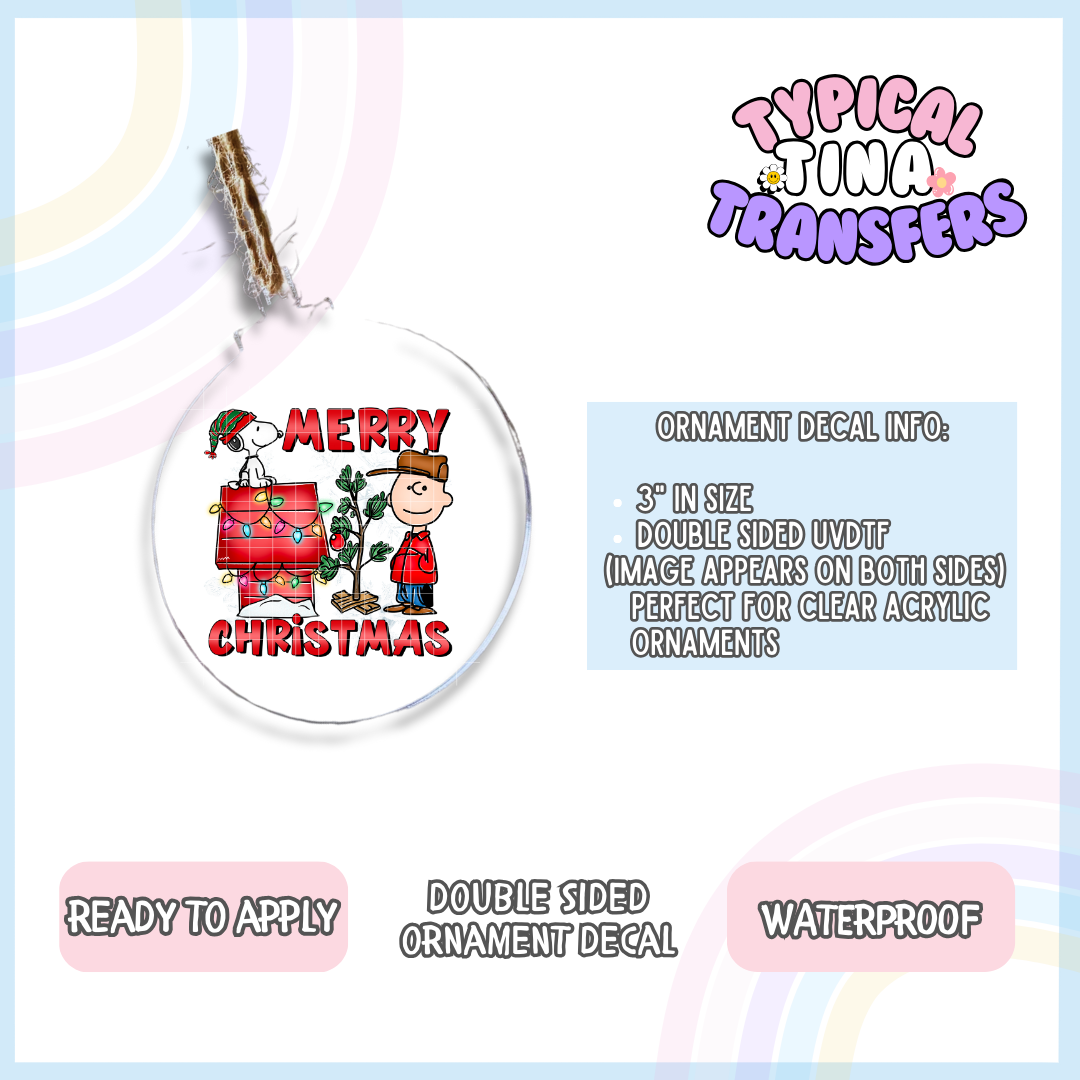 Merry Christmas Pup and Kid | 3" Ornament Decal
