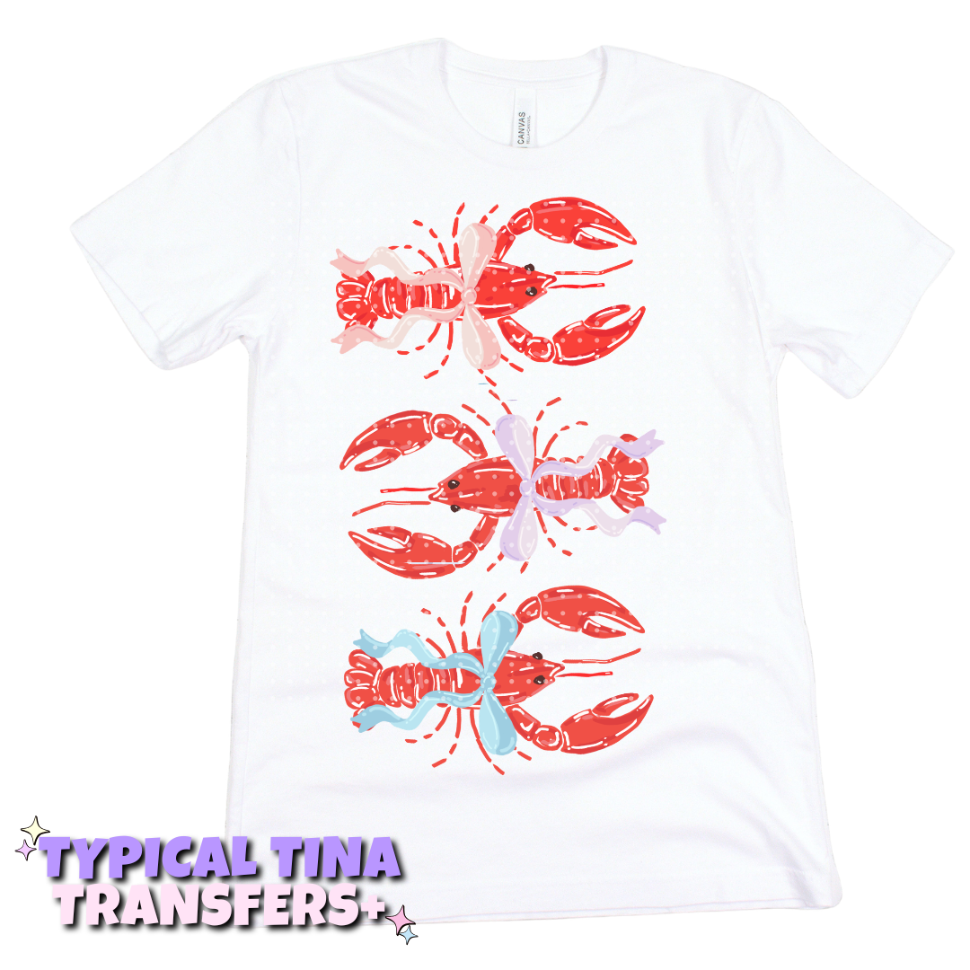 3 Lobsters w/ bow | DTF Transfers | POD
