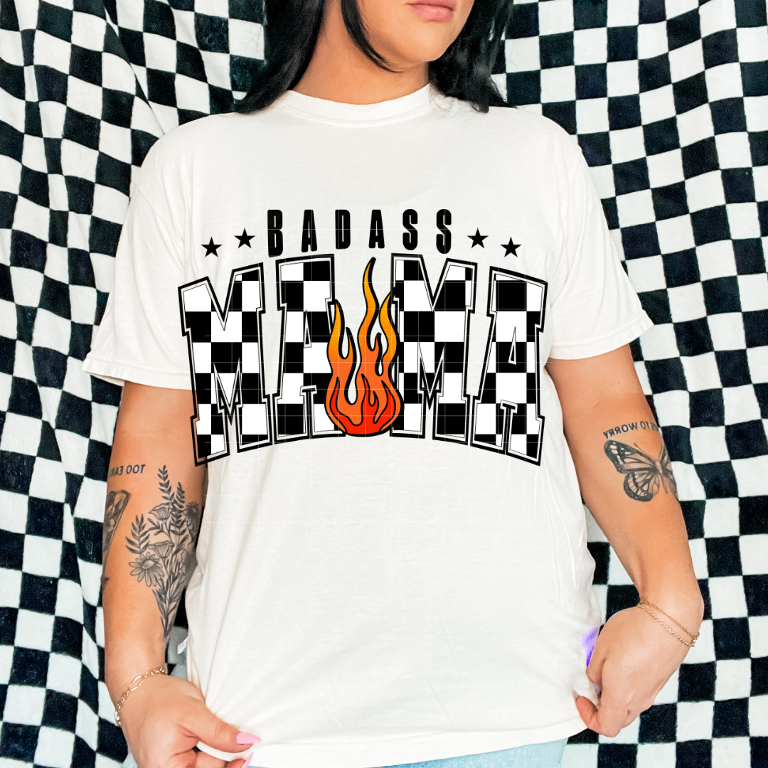 Checkered Badass Mama | DTF Screen Print | POD