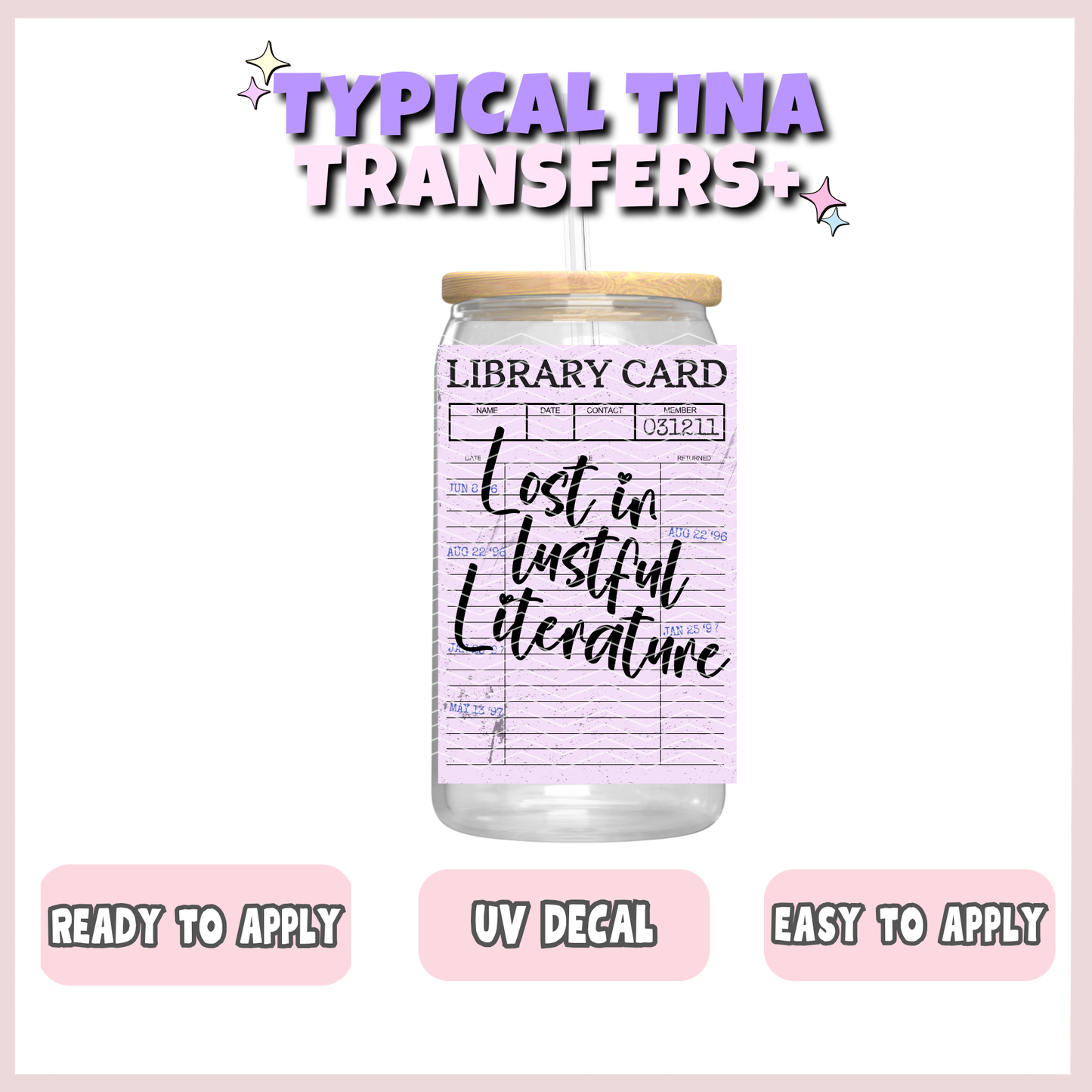 Library card - lost in lustful literature | UV decals | POD