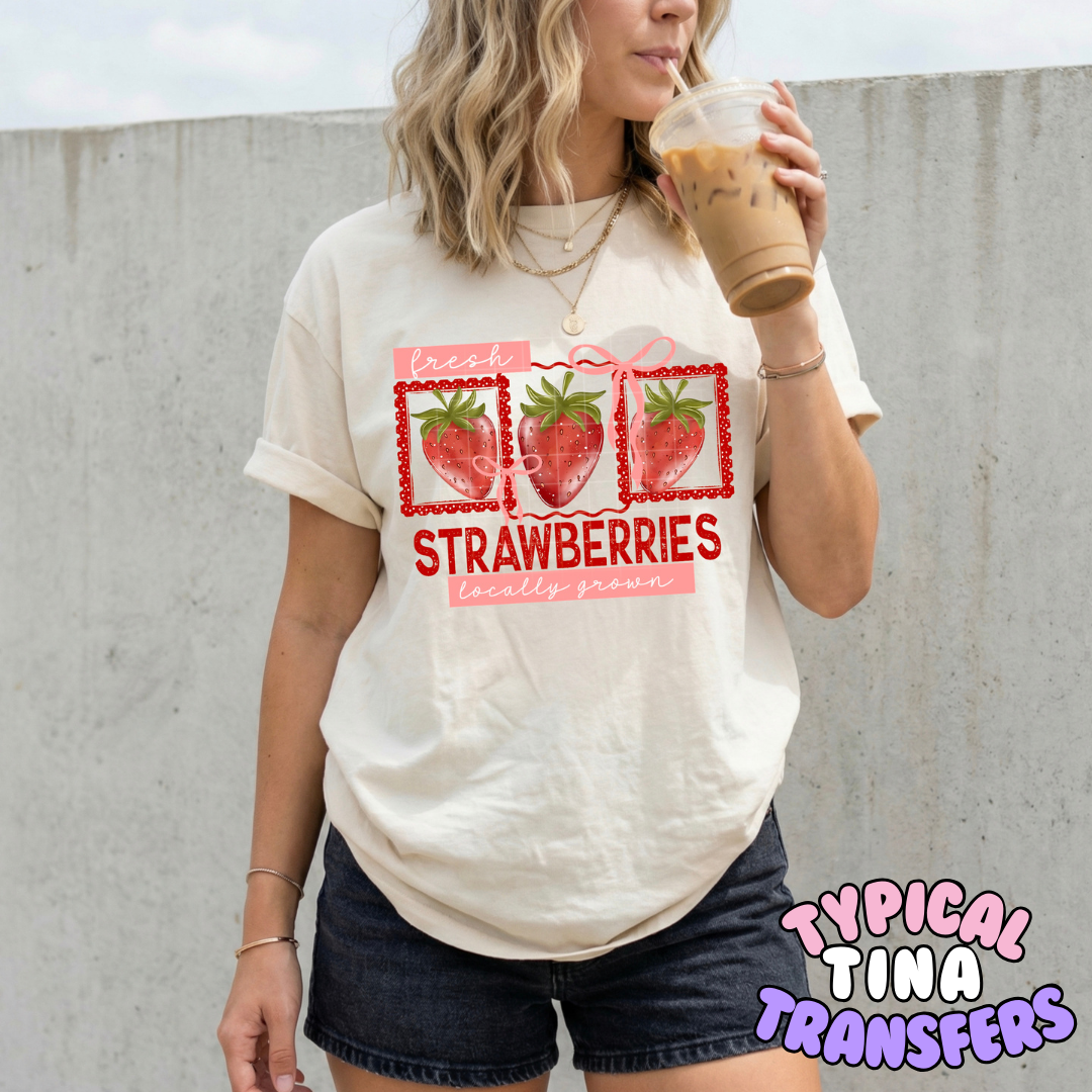 Strawberries locally grown | DTF Transfers | POD