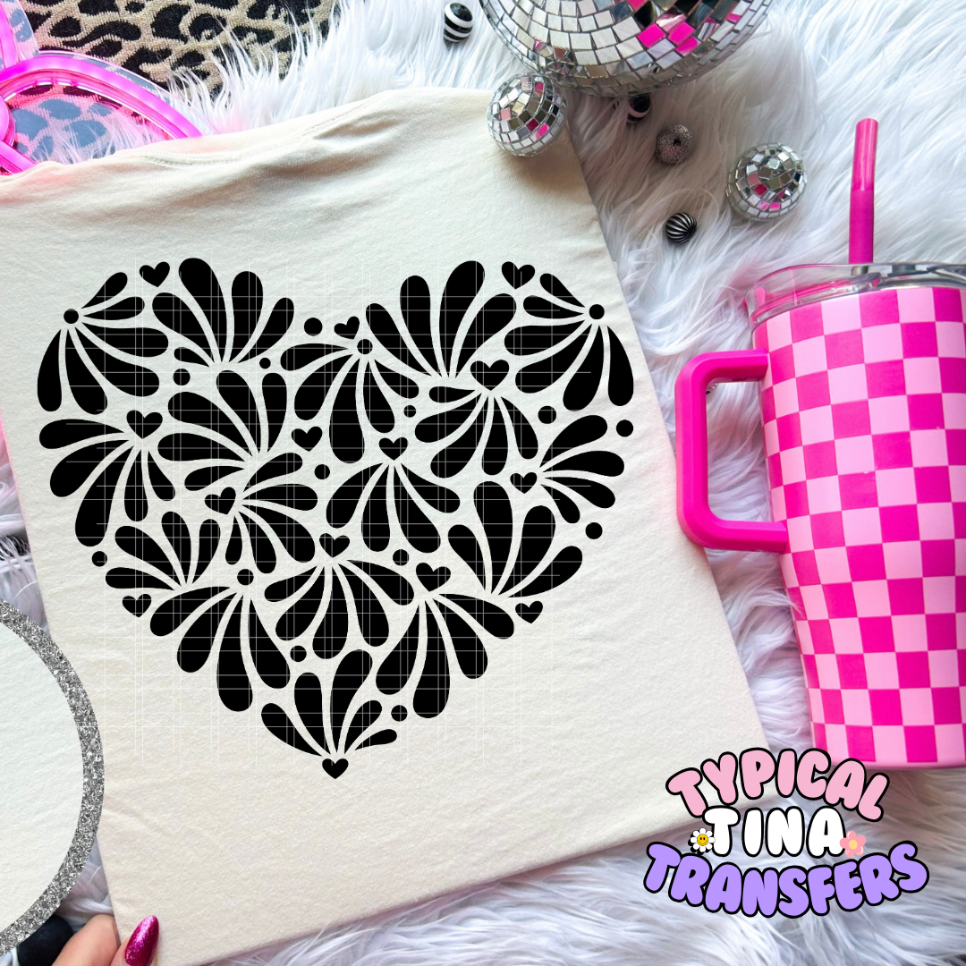 Talavera Heart (black) | DTF Screen Print | POD