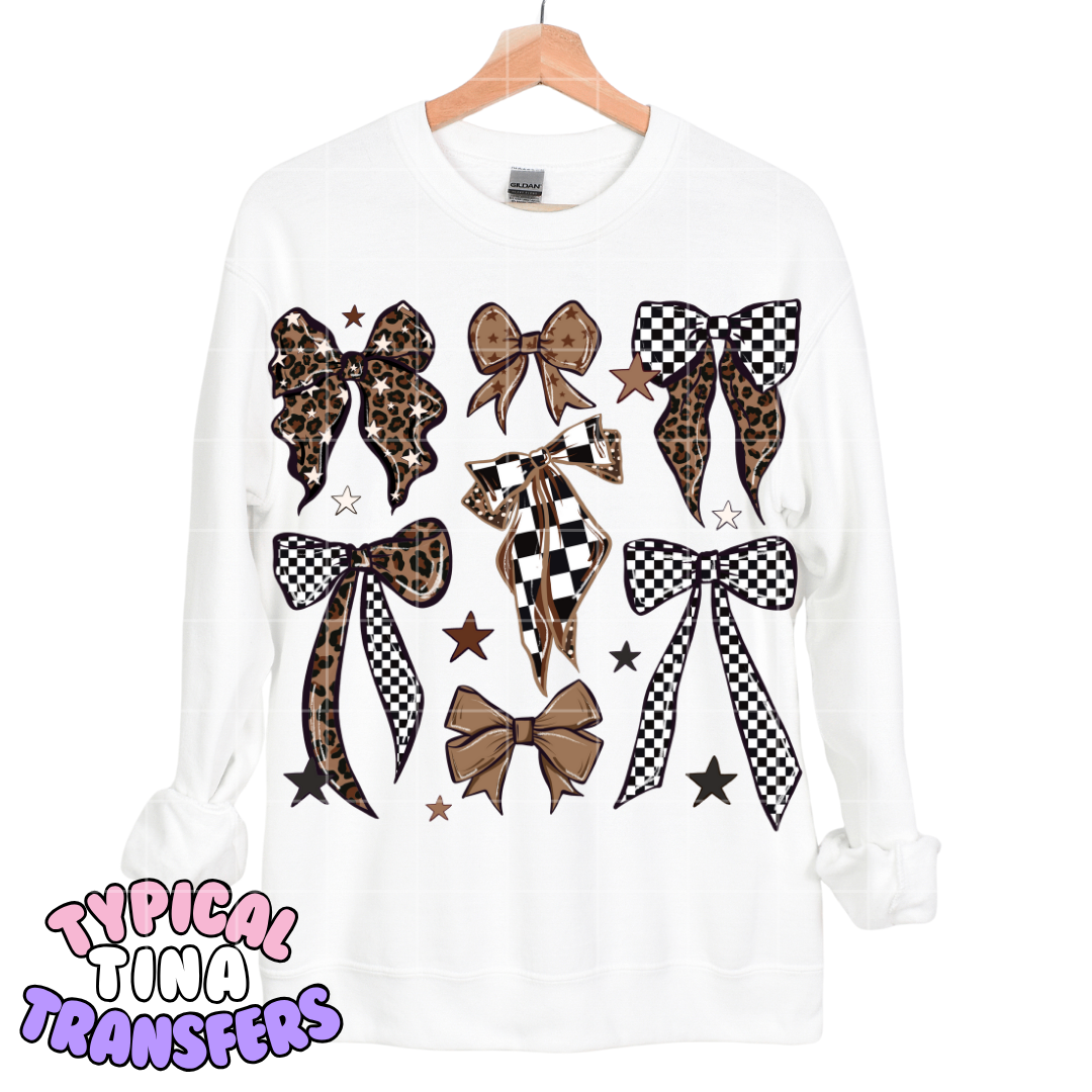 Checkered Brown/Tan bows | DTF Transfers | POD