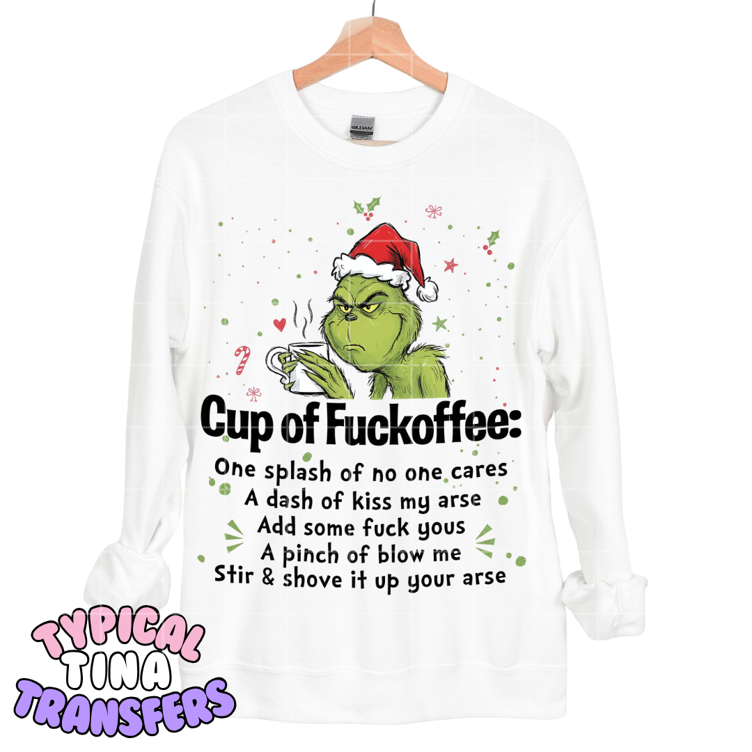 Gr!nchy - cup of F*ckoffee | DTF Screen Print | POD