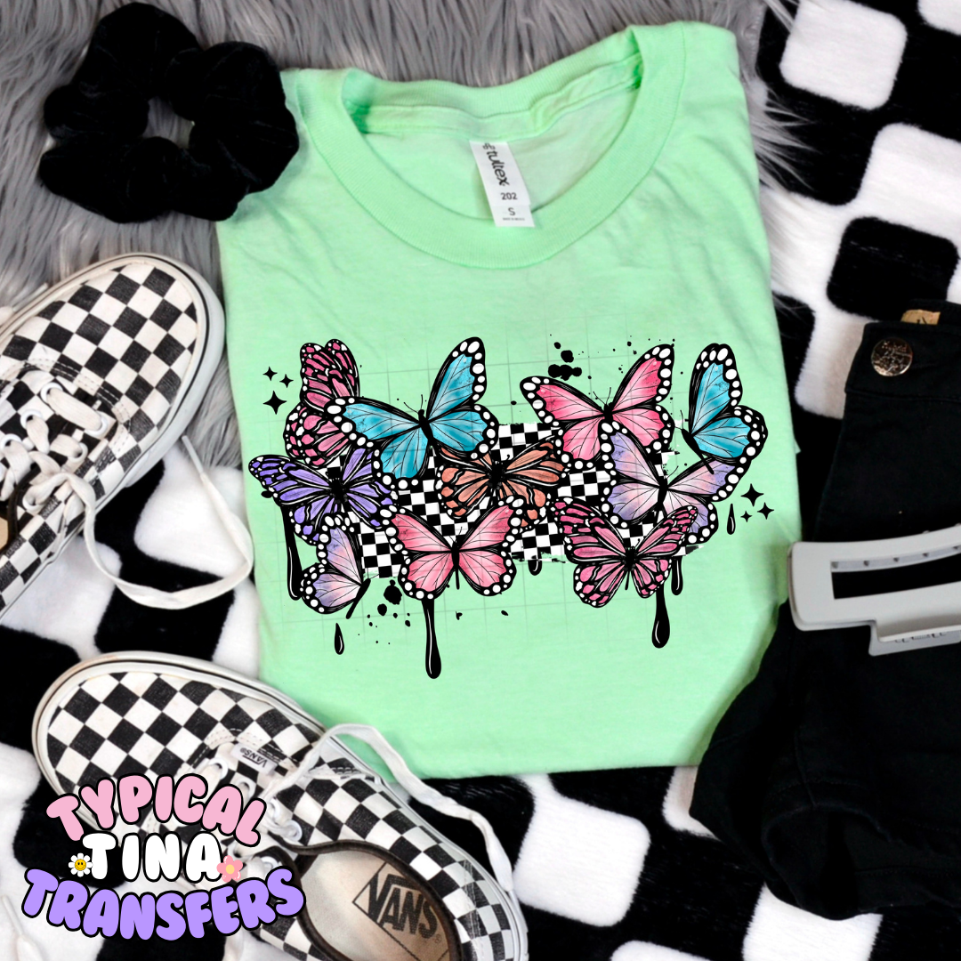 Butterflies Checkered | DTF Transfer | POD