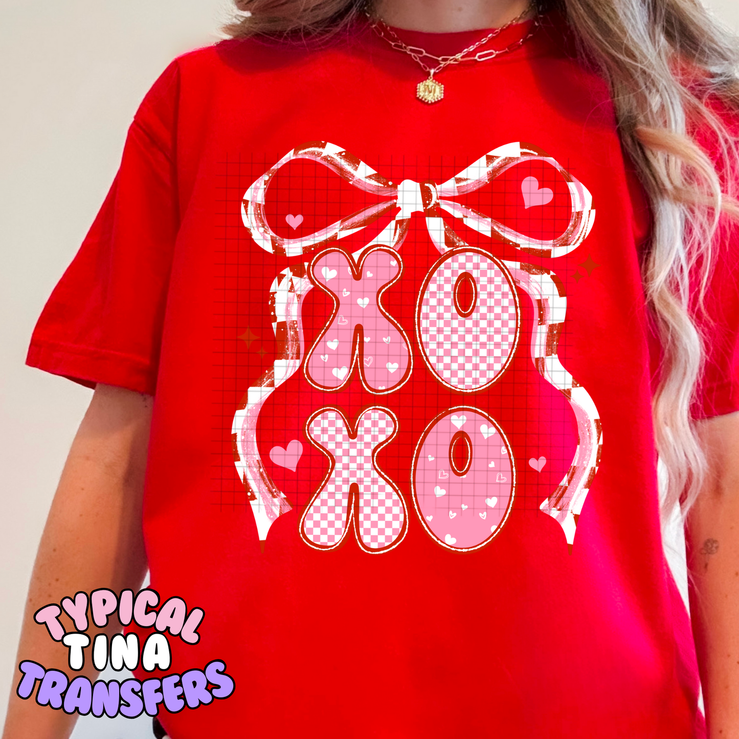 Xoxo with ribbon patterned | DTF Transfers | POD