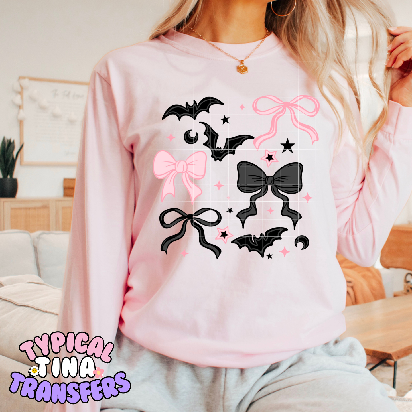 bats and coquette bows | DTF Transfer | POD