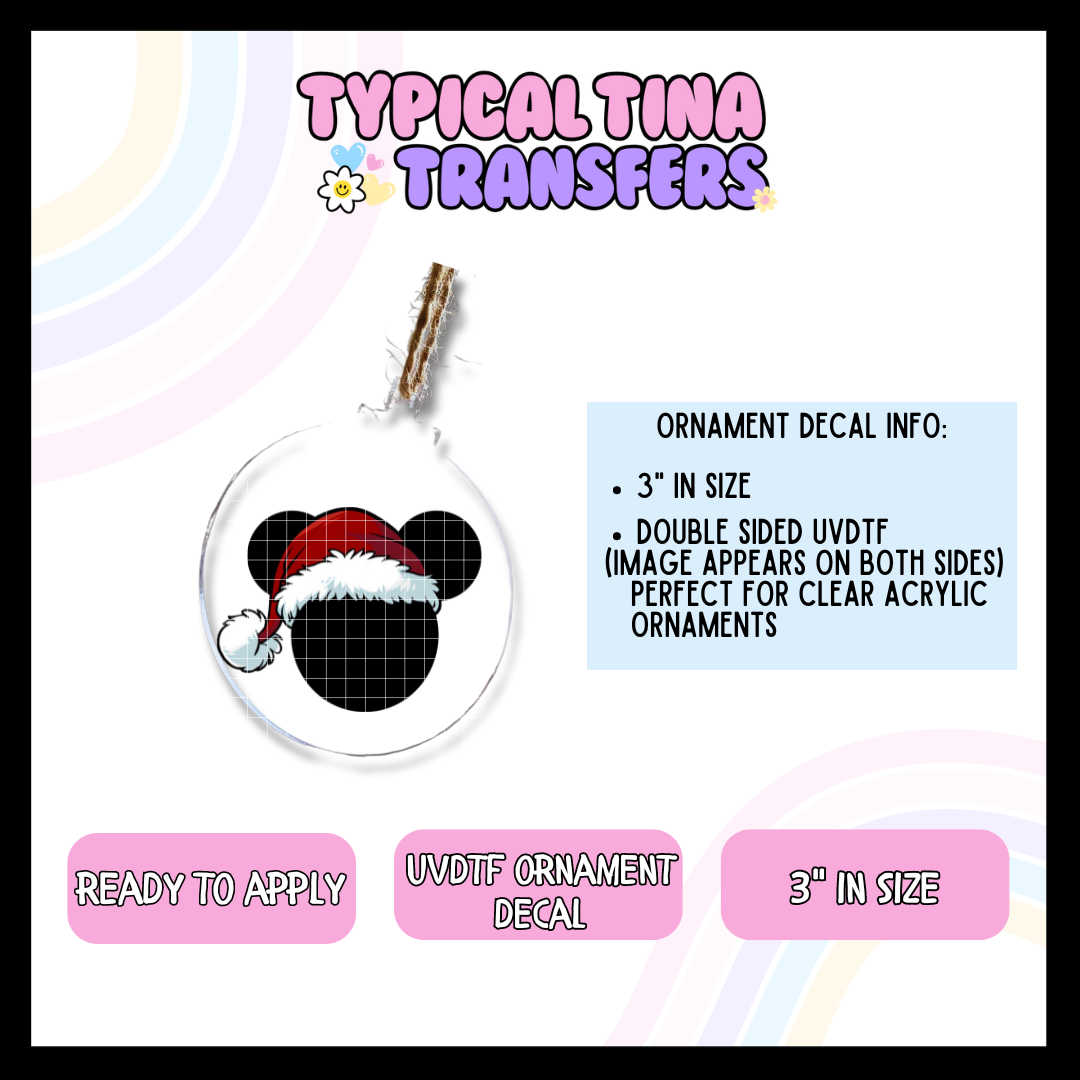 Mouse Santa Hat | 3" Ornament Decal