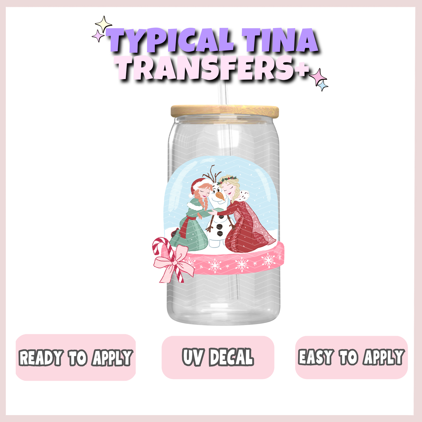 Princess E & A snowglobe no florals | UV decals | POD