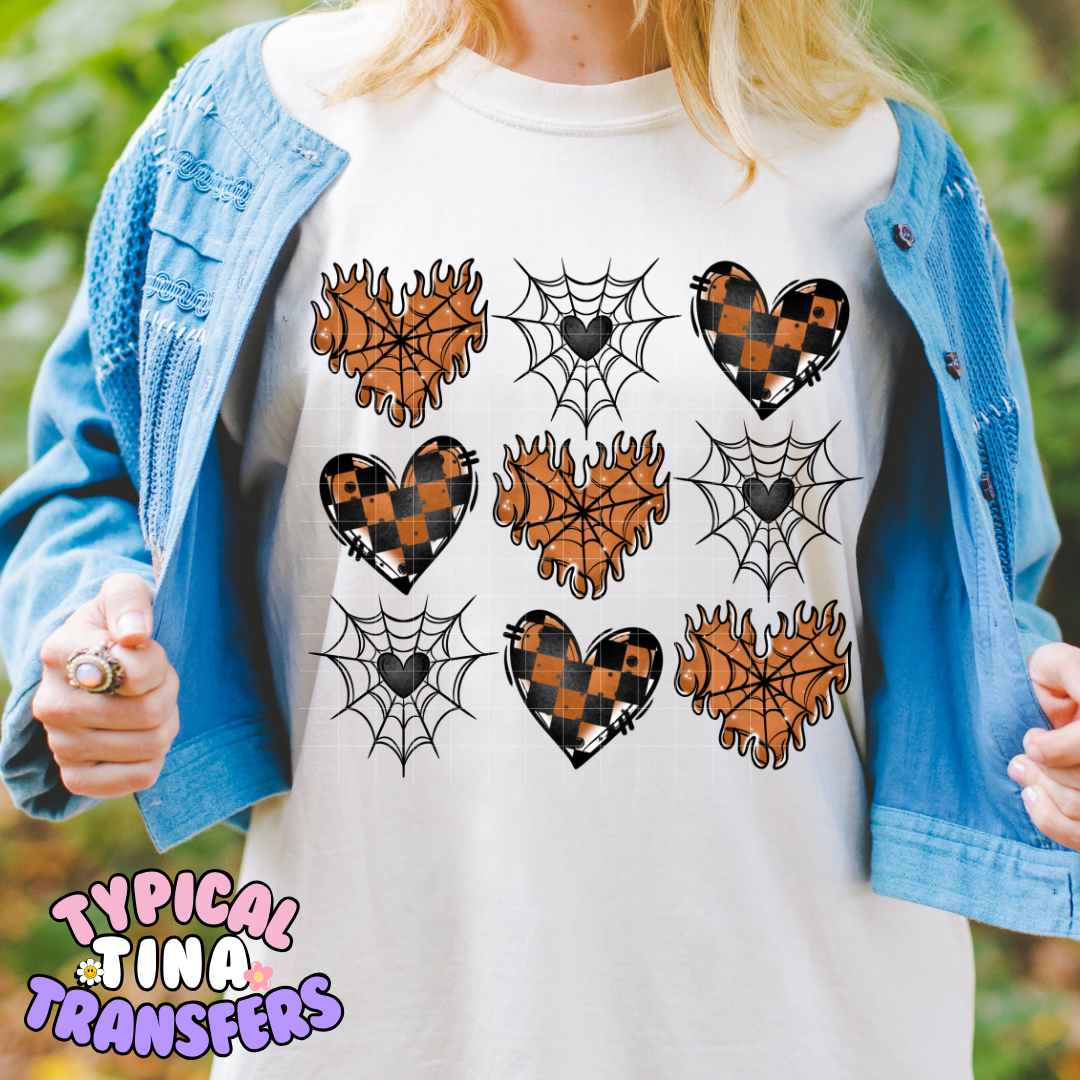Webbed hearts brown | DTF Screen Print | POD