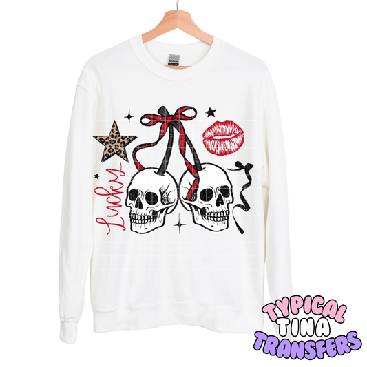 Lucky Skull cherries | DTF Transfers | POD