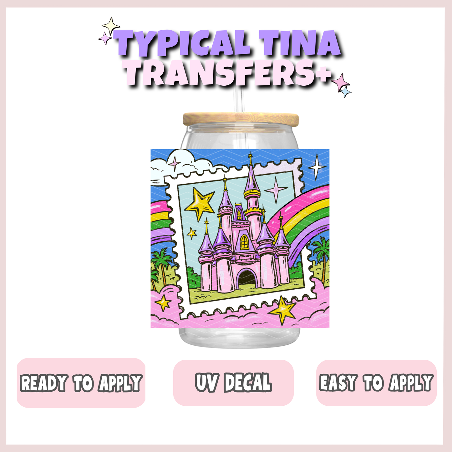 castle stamp (blue with rainbow) | UV decals | POD