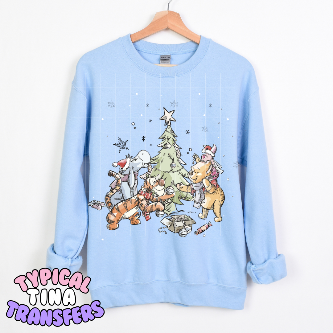 one hundred acre wood Christmas Tree | DTF Transfer | POD