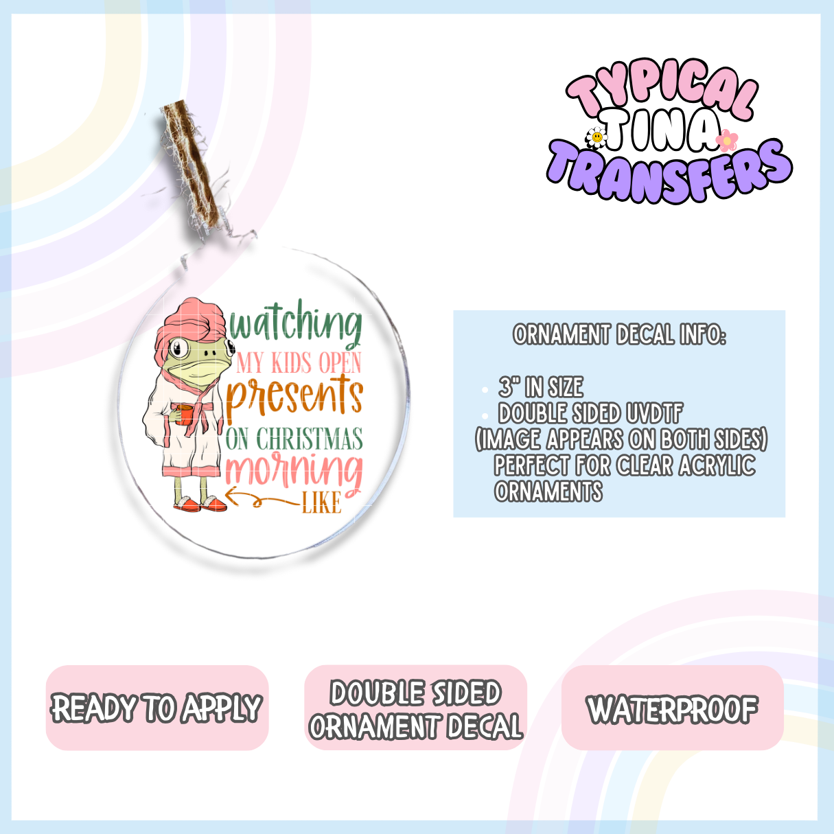 Watching my Kids Froggy | 3" Ornament Decal