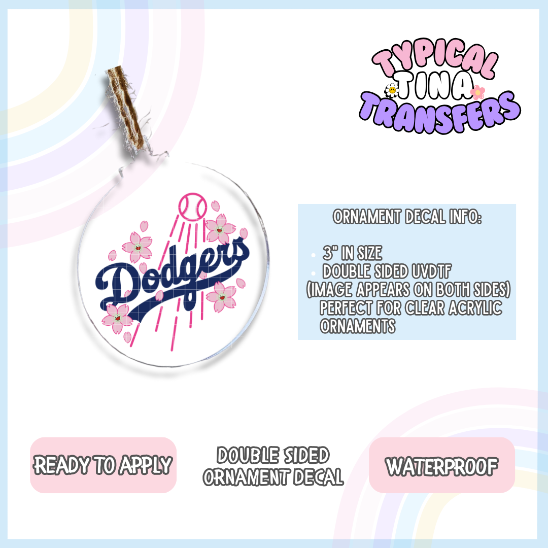 LA Baseball Team with florals | 3" Ornament Decal | POD